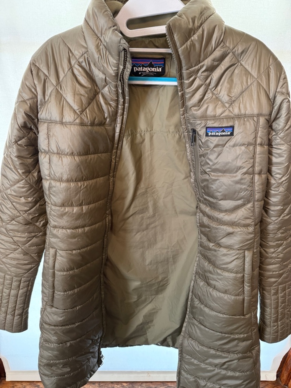 Patagonia Olive Green Quilted Down Coat
